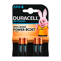 Батарейка Duracell Optimum (Power Boost) LR03 AAA BL4 Alkaline 1.5V (4/40)
