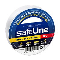 Изолента Safeline ПВХ 15мм*10м белый (10/250)