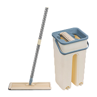 Швабра для пола Рыжий кот 120см с ведром и насадкой бежевый (1/12)