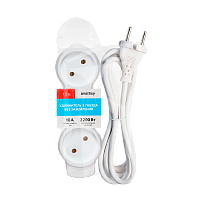 Удлинитель Smartbuy NEW 3р.Б/З 10A 1.5м ПВС 2x1мм² белый (1/40)