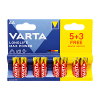 Батарейка Varta LONGLIFE MAX POWER (MAX TECH) LR6 AA BL5+3 Alkaline 1.5V (4706) (8/160)