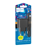 Сетевое З/У HOCO CS11A 1USB 2.1A с кабелем microUSB черный (1/28/168)