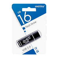Флеш-накопитель Smartbuy Glossy 16GB USB2.0 пластик черный 