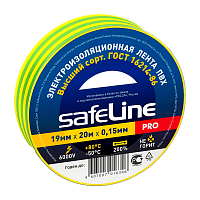 Изолента Safeline 19мм*20м ПВХ желтый зеленый (10/200)