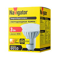 Лампа светодиодная Navigator PAR16 GU10 2.8W 3000К 230V софит прозрачная