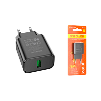 Сетевое З/У Borofone BA72A 1USB 18W QC3.0 черный (1/75/300)