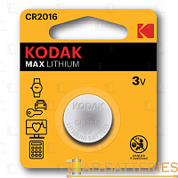 Батарейка Kodak MAX CR2016 BL1 Lithium 3V (1/10/140/13440)  | Ab-Batteries | Элементы питания и аксессуары для сотовых оптом