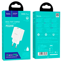 Сетевое З/У HOCO C80A Plus 1USB+1Type-C 3.0A 20W PD,QC белый (1/13/130) 