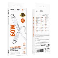 Кабель Borofone BX119 Type-C (m)-Type-C (m) 1м 3.0A 60W ПВХ PD3.0 белый (1/360)