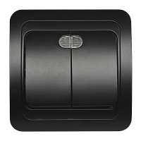 Выключатель Smartbuy 2-клавишный с индикатором 10А черный "Марс"