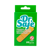 Пластырь бактерицидный Dr.Safe №20 7.2см x 1.9см на нетканой основе 20шт. телесный