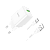 Сетевое З/У HOCO N26 1USB 18W QC3.0 с кабелем Type-C белый (1/13/130)