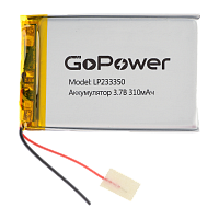 Аккумулятор Li-Pol GoPower LP233350 PK1 3.7V 310mAh с/з (1/10)