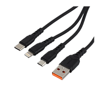 Кабель GoPower GP05-3-1 USB (m)-2хType-C/Lightning/microUSB (m) 1м черный (1/200/800)