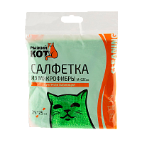 Салфетка Рыжий кот М-02Есо 25х25см микрофибра  зеленый (1/40/200)