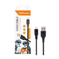 Кабель GoPower GP01L USB (m)-Lightning (m) 1.0м 2.4A ПВХ черный (1/200/800)