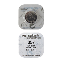 Батарейка Renata 357 (SR44W) Silver Oxide 1.55V (1/10/100) 