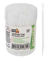 Зубочистки пластиковые Рыжий кот 300шт. в баночке (1/10/240)
