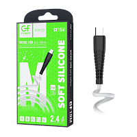 Кабель GFPower 19M USB (m)-microUSB (m) 1м 2.4A силикон белый (1/120/480)
