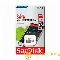 Карта памяти microSD SanDisk ULTRA 128GB Class10 UHS-I (U1) 80 МБ/сек без адаптера  | Ab-Batteries | Элементы питания и аксессуары для сотовых оптом