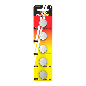 Батарейка Трофи CR2025 BL5 Lithium 3V (5/100/1000) 