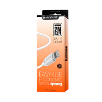 Кабель Borofone BX14 USB (m)-Lightning (m) 2м 2.0A ПВХ белый (1/360)