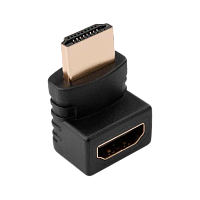 Переходник GoPower HDMI (m)-HDMI (f) угловой 4K 60Hz черный в пакете (1/500)