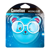 Ночник Camelion NL-242 "Медведи очкарики" 0.5W 220V в розетку синий (1/24/72) 