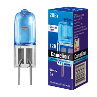 Лампа галогенная Camelion JC G4 20W 3500К 12V капсула прозрачная (1/5/100)