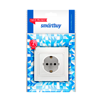 Розетка Smartbuy 1-местная с заземлением 16А белая "Венера"