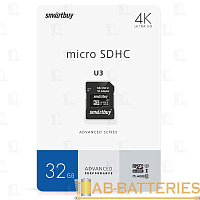 Карта памяти microSD Smartbuy Advanced Series 32GB Class10 UHS-I (U3) 90 МБ/сек V30 A1 с адаптером