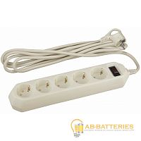 Сетевой фильтр ЭРА USF 5р.С/З 10A 5.0м бежевый (1/20)