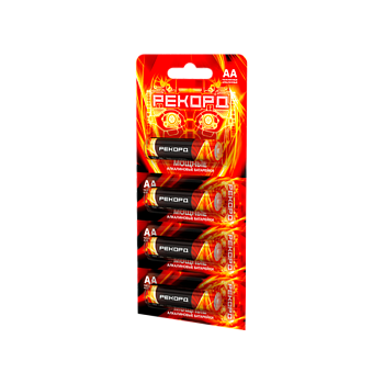 Батарейка Рекорд LR6 AA BL4 Alkaline 1.5V отрывные (4/48/480) 