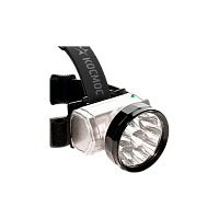 Фонарь налобный Космос H10 1.5W 10LED от аккумулятора серебряный (1/12/96)