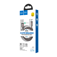Кабель HOCO U74 USB (m)-Type-C (m) 1.2м 3.0A ткань черный (1/20/200)