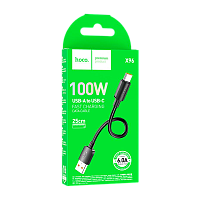 Кабель HOCO X96 USB (m)-Type-C (m) 0.25м 6A 100W черный (1/46/460)