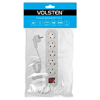 Сетевой фильтр Volsten SP1 5x3 5р.С/З 10A 3.0м ПВС 3х0.75мм² с выкл. белый (1/20)