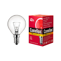 Лампа накаливания Camelion E14 40W 220V шар прозрачная (1/100)