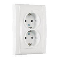 Розетка Makel Defne 2гн. 16A С/З пластик белый 42001057 (1/12)