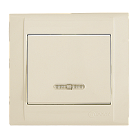 Выключатель Makel Defne 1-клав.10A пластик с подсветкой кремовый 42010021 (1/12)