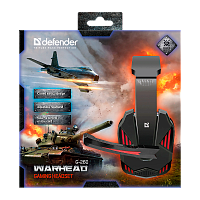 Наушники полноразмерные Defender G-260 Warhead с микр. игровые черный красный (1/20)