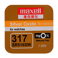 Батарейка Maxell 317 (SR516SW) BL1 Silver Oxide 1.55V 0%Hg (1/10/100)