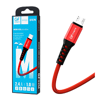 Кабель GFPower 02M USB (m)-microUSB (m) 1.0м 2.4A нейлон красный (1/200/800)