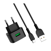 Сетевое З/У HOCO C70A 1USB 3.0A QC3.0 с кабелем Type-C черный (1/74) 