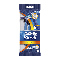 Бритва Gillette Blue II Plus 2 лезвия пластиковая ручка ENG 3шт. (1/40)