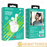 Наушники вставные Borofone BE49 bluetooth 5.0 с микр. белый (1/90) 