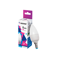 Лампа светодиодная Космос CN E14 8.5W 6500К 220V свеча матовая (1/10/80)