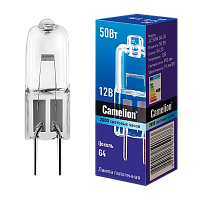 Лампа галогенная Camelion JC G6.35 50W 2800К 12V капсула прозрачная (1/5/100)