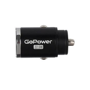Автомобильное З/У GoPower GPQC12 1USB+1Type-C 22.5W Мини черный (1/100)
