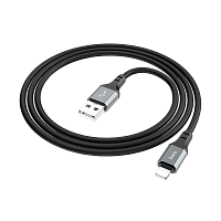 Кабель HOCO X86 USB (m)-Lightning (m) 1м 3.0A силикон черный (1/360)
